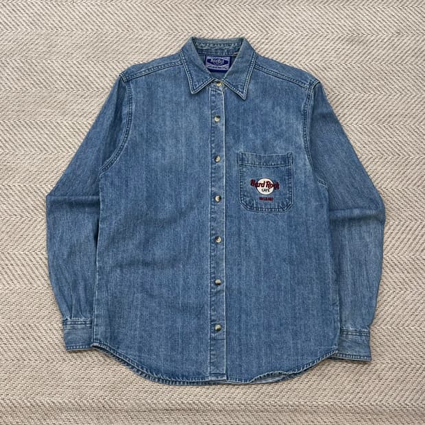 하드락 카페 자수 데님 셔츠 r3143