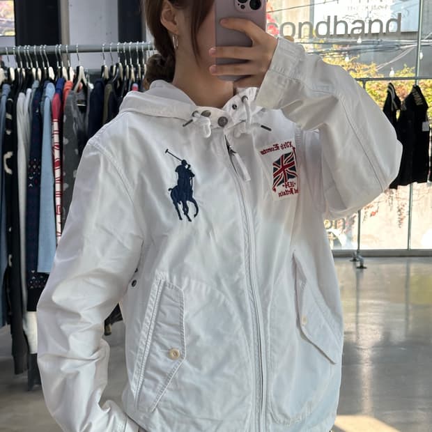 폴로 랄프로렌 UK 브리튼 빅포니 코튼나일론 컴뱃자켓 화이트