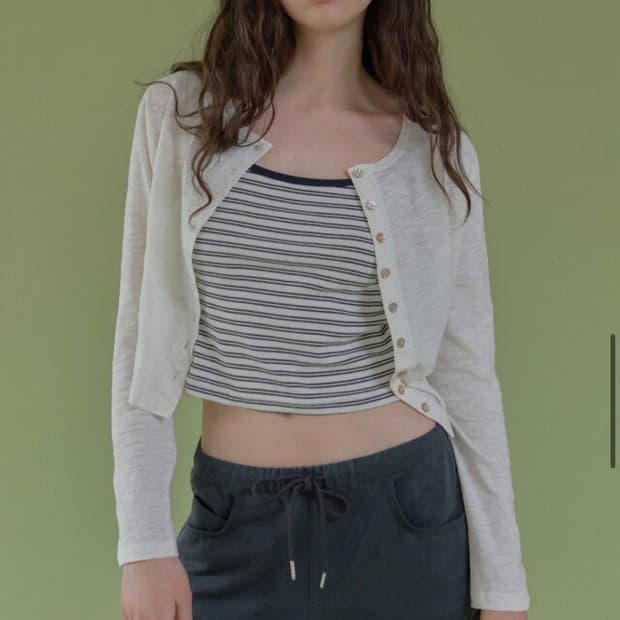 헤더먼트 slub tape cardigan (cream)