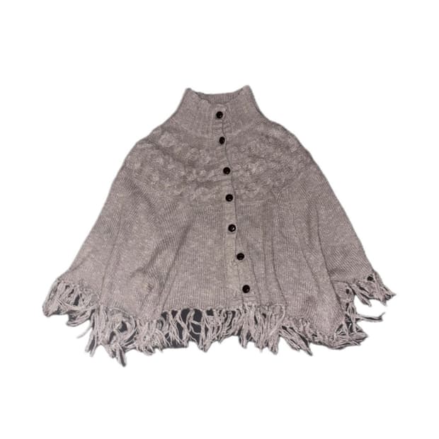 사와코 하이넥 케이프 가디건