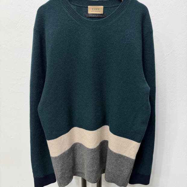 정품) TIME 타임옴므 한섬 캐시미어100 배색 니트 100