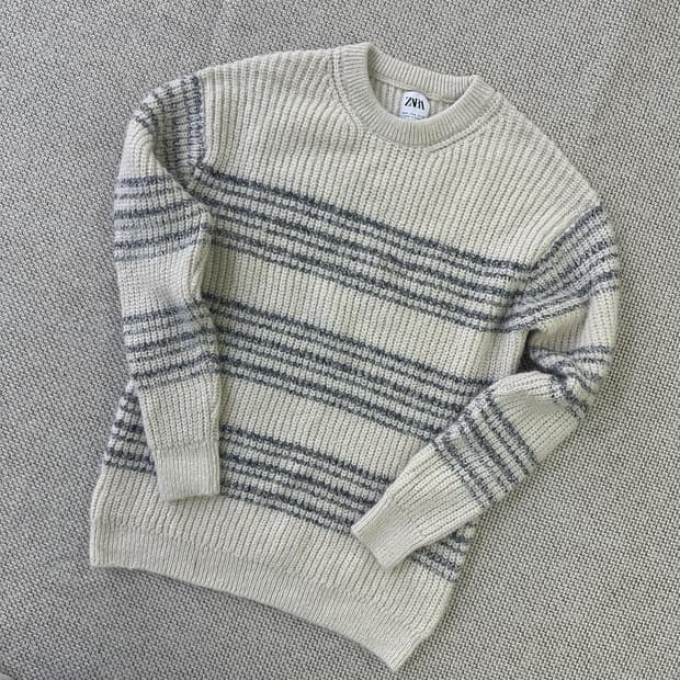 M 자라 스트라이프 크루넥 스웨터 0403D