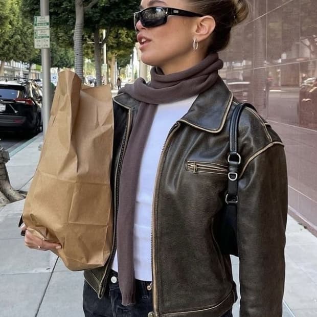 오픈 YY 레더 자켓