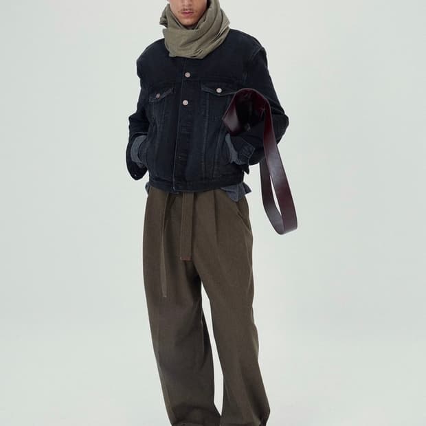 렉토 벨티드 팬츠 카키 s.m