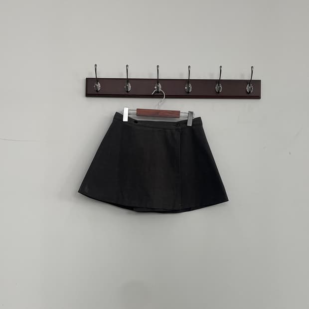 아페쎄 다크 브라운 레이어드용 랩 미니 스커트