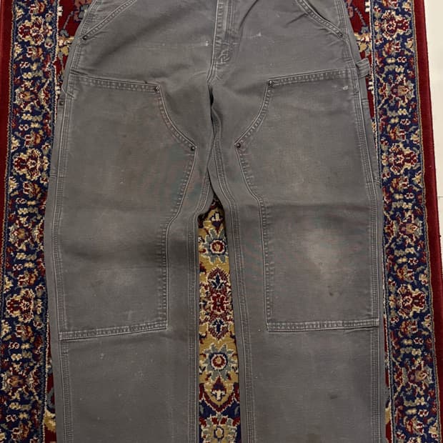 [B136] 빈티지 칼하트 더블니 그레이 차콜 썩블니 덩가리핏 32x30