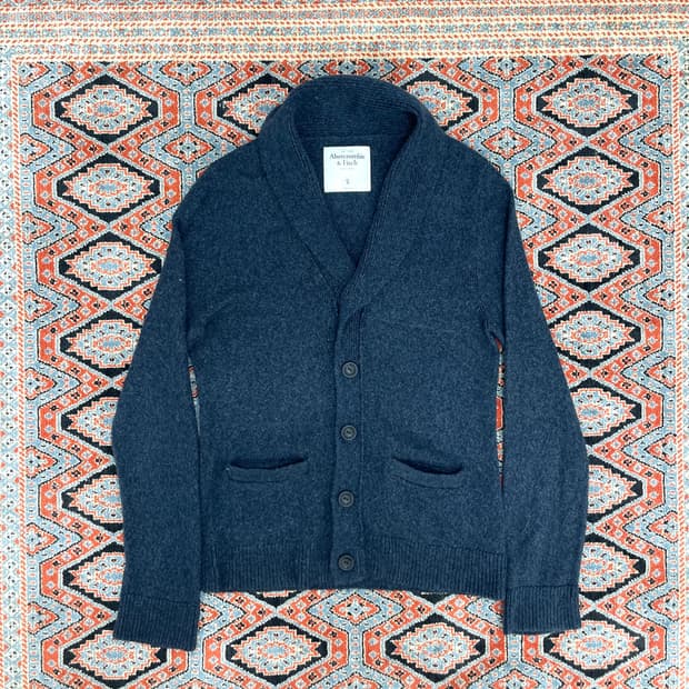 아베크롬비 딥 네이비 울 숄카라 니트 가디건 남성S