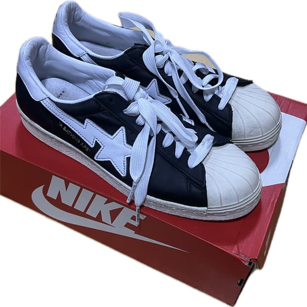 아디다스 x 베이프 슈퍼스타 80s 코어 블랙 오프 화이트