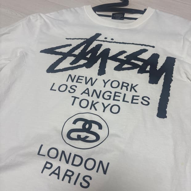 스투시 월드투어 반팔 화이트 s