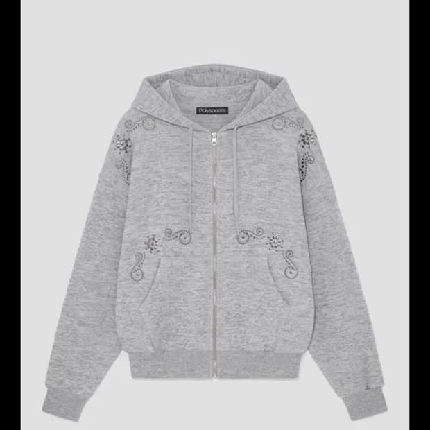 폴리수엠 ORNAMENT STUDDED HOODIE gray