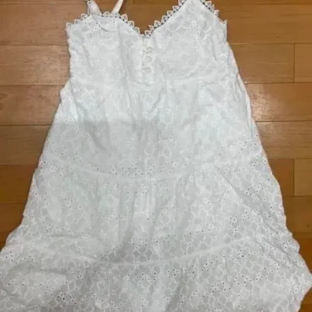 빈티지 화이트 레이어드 미디 원피스