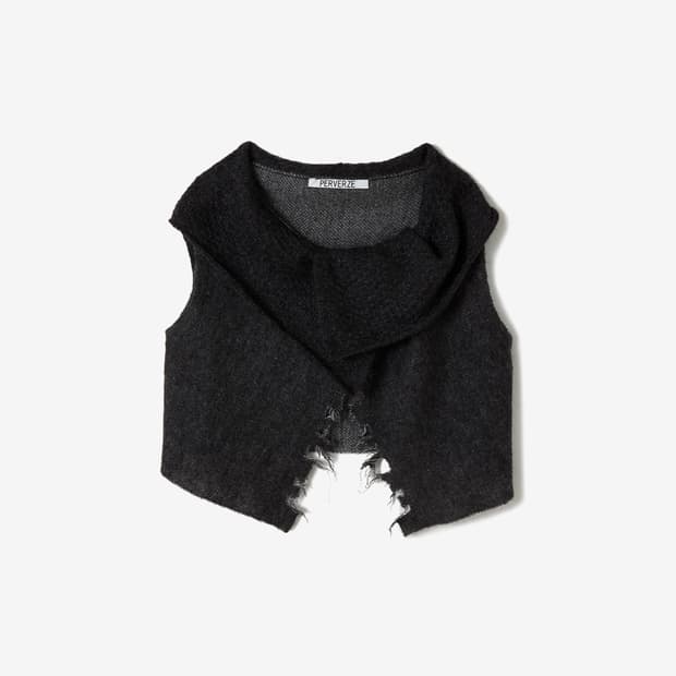 Perverze DAMAGED MOHAIR KNIT VEST, GRAY