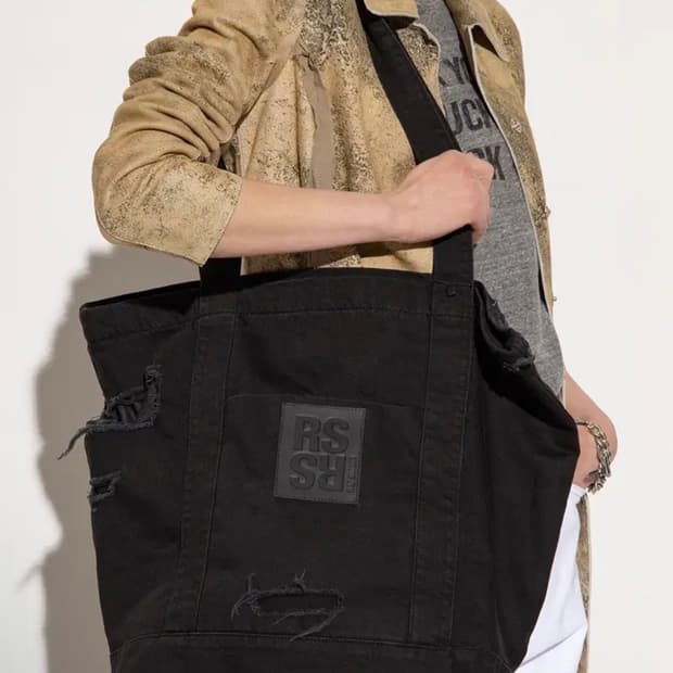 라프시몬스 디스트레스 RS코튼토트백 블랙 OS