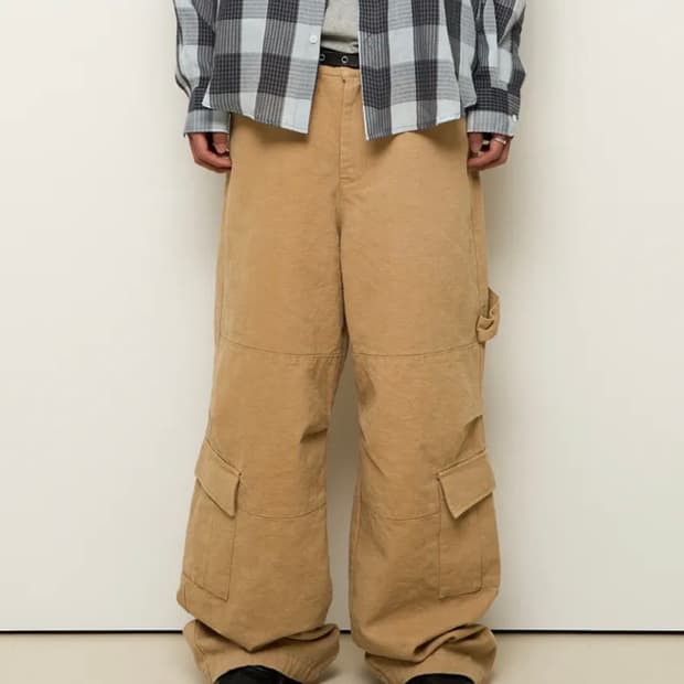[1]9999아카이브 오블리크 포켓 와이드 카고 팬츠 베이지