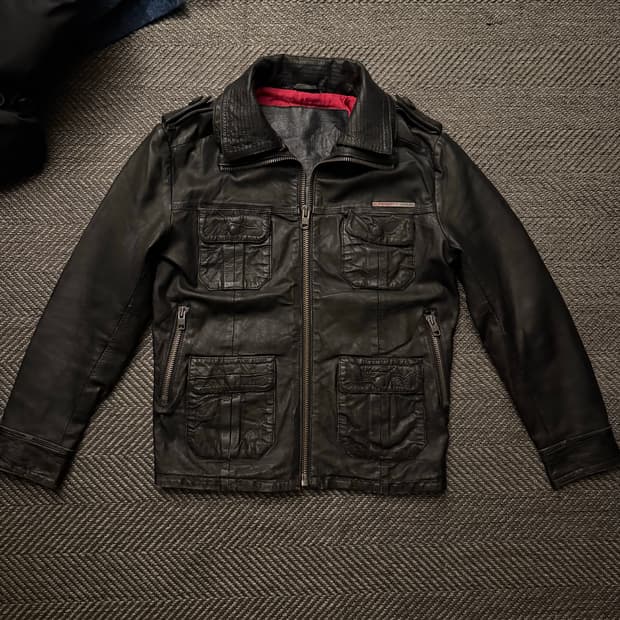 슈퍼드라이 베컴 더블 카라 가죽자켓 s