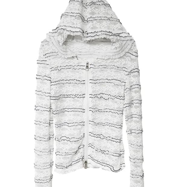 시스루 레이스 투웨이 후드집업