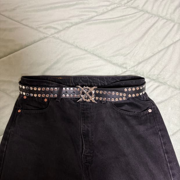 X logo 메탈 벨트