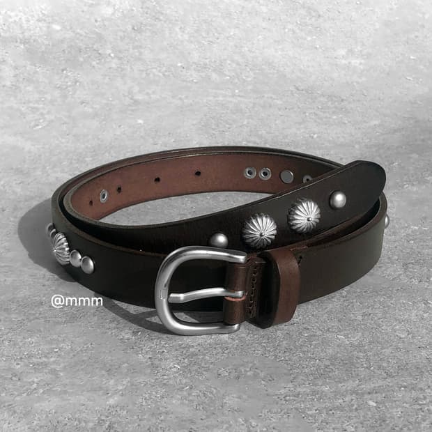 [Unisex] 찡 스터드 가죽 벨트 브라운