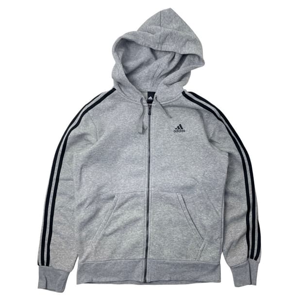 아디다스 주니어 삼선 후드집업 그레이 XL