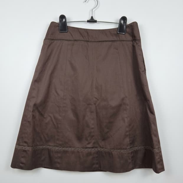 브라운 미디 플레어 스커트