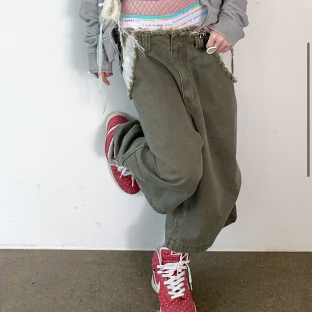 샵페어리 cropped cut-off pants (khaki)