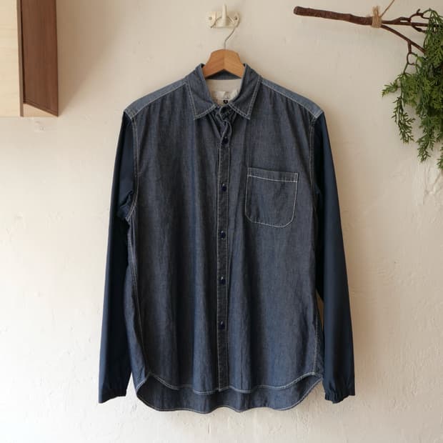 꼼데가르송 간류 나일론 슬리브 데님 셔츠