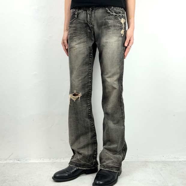 Studded Embroidered Bootcut Denim