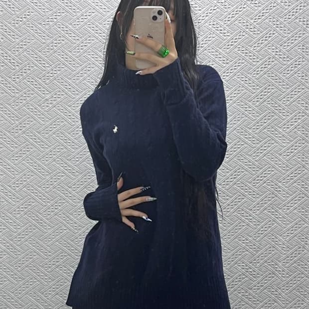 폴로 랄프로렌 모던캐주얼 터틀넥 꽈배기 울 니트 XS C08623