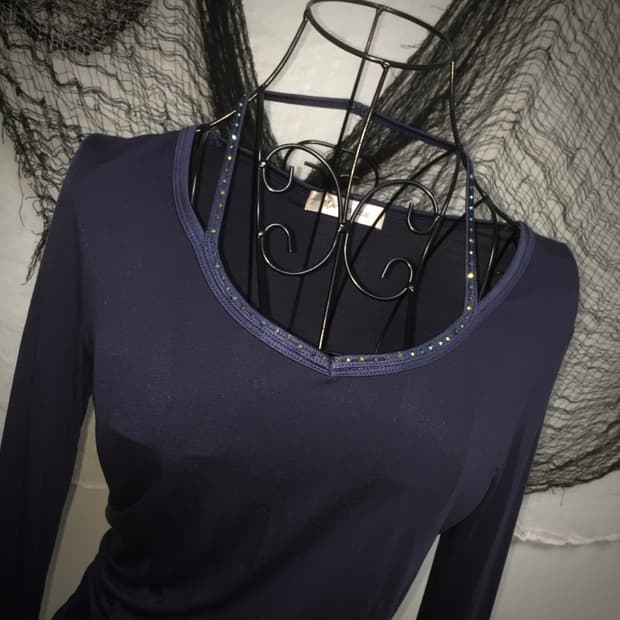 Navy cubic slim pit T