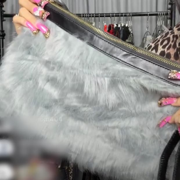 아케호무 빈티지 세실맥비 그레이 퍼 클러치 숄더백