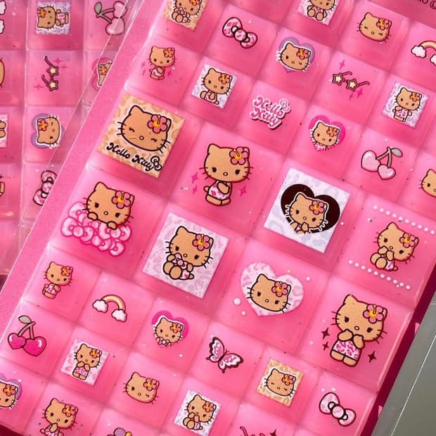 헬로키티 태닝 레오파드 타일 조각 스티커
