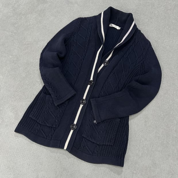 빈폴 네이비 케이블 니트 가디건 s