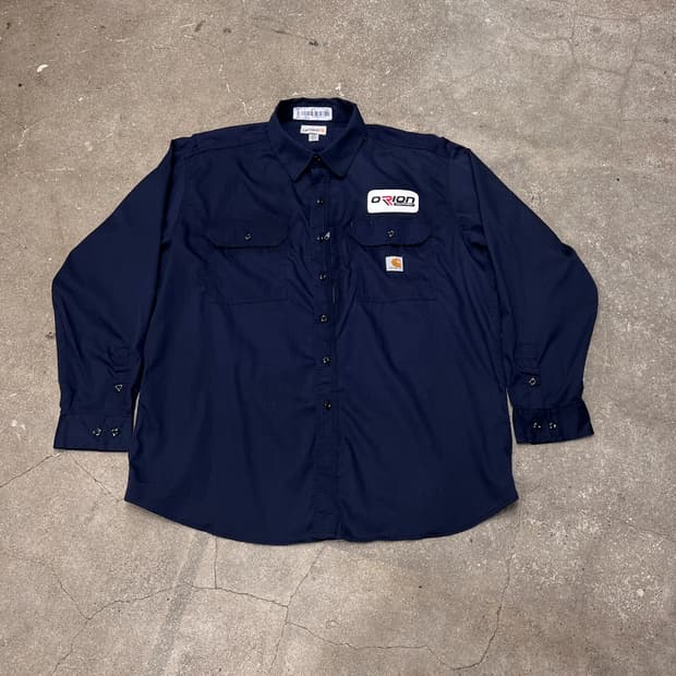 칼하트 립스탁 워크 셔츠 네이비