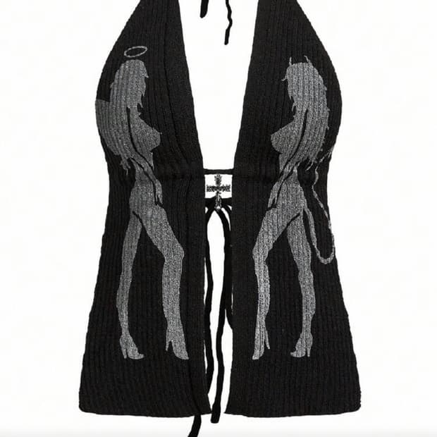 홀터넥 니트 탑