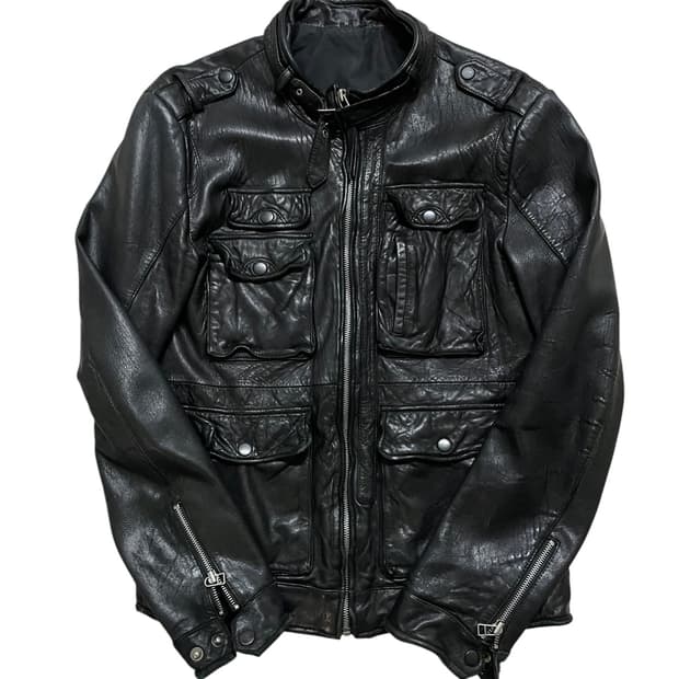 ITALY Sheepskin 벨티드포켓레더자켓 양가죽디올에디슬리먼st