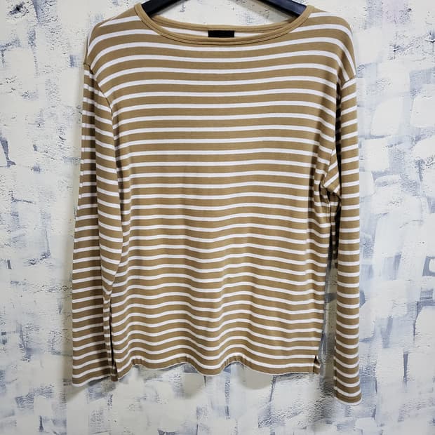 유니폼브릿지 스트라이프 브라운 긴팔티 