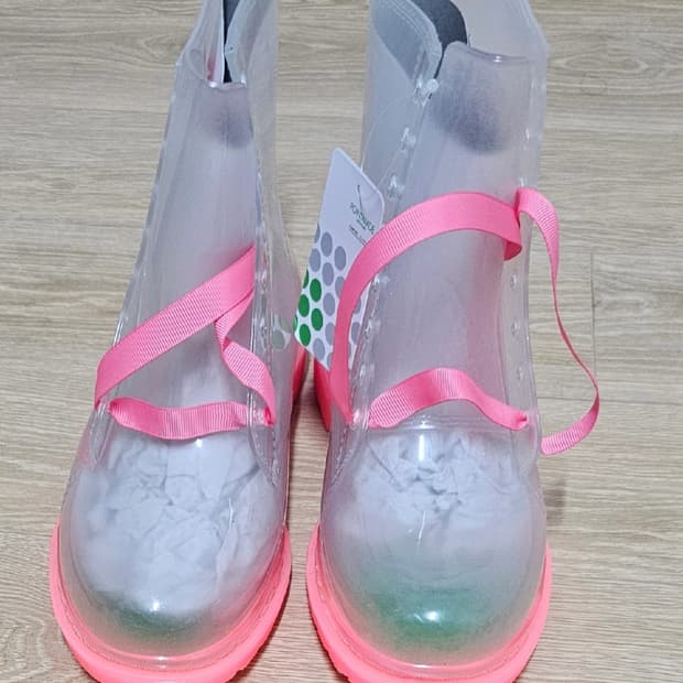 폰트메이드클리어 투명레인부츠 장화핑크240