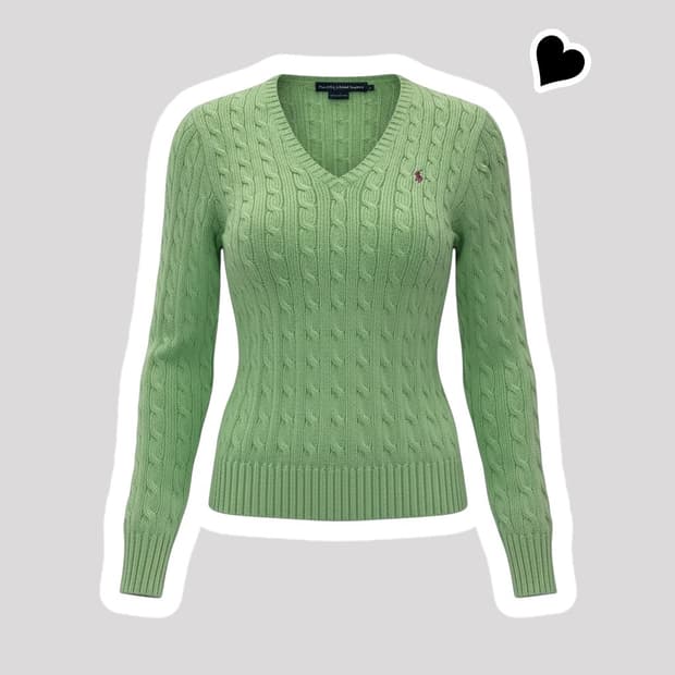 여성 폴로 랄프로렌 메로나 꽈배기 브이넥니트