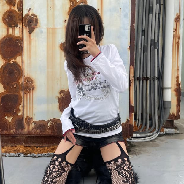 🎸화이트 프린팅 롱슬리브🎸
