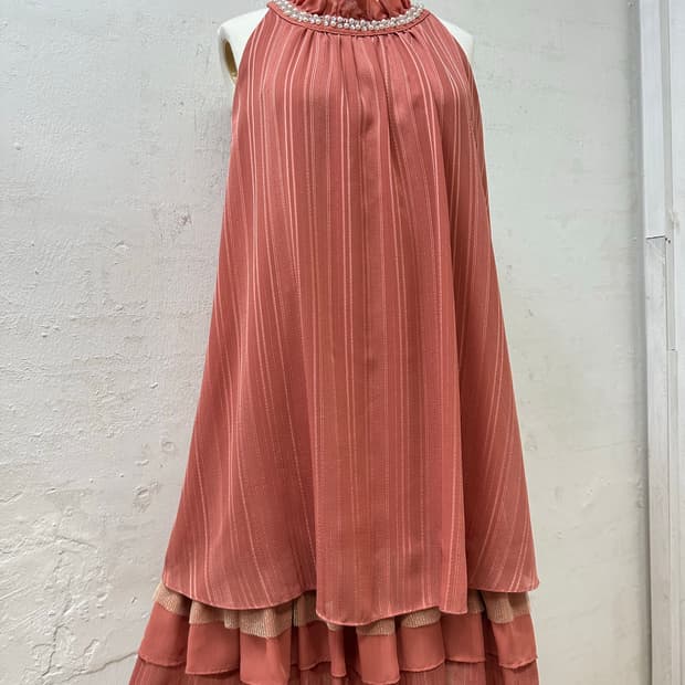 일본빈티지 Axes Femme엑시즈팜진주비즈 홀터넥 쉬폰블라우스 원피스