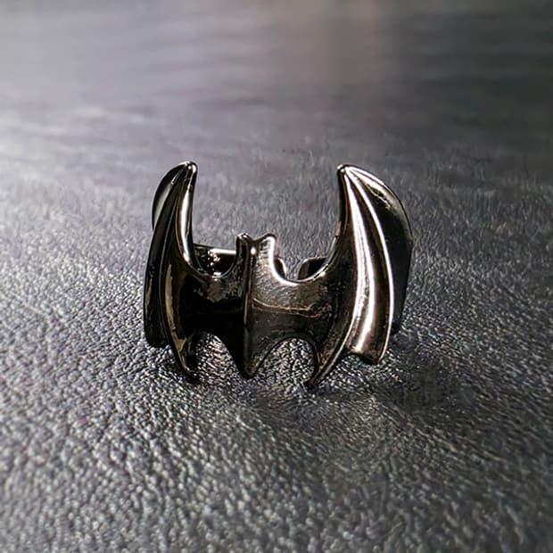 Dark Knight 실버 흑도금 남자 빈티지 배트맨 다크 히어로 반지