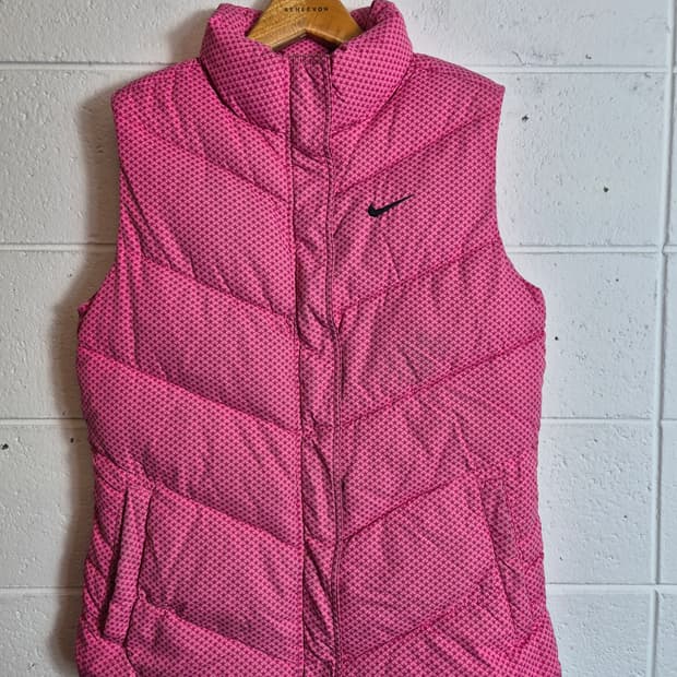80)나이키 여성 핑크 패턴 패딩 조끼