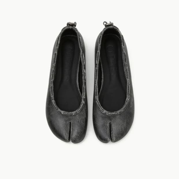 [새상품] 페이즈 레더 스트링 플랫 (vintage black/230)