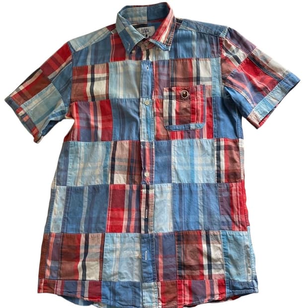 2015 BAPE 베이프 마드라스 체크 패치워크 셔츠