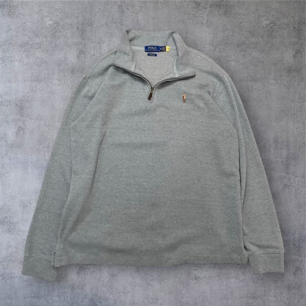 폴로 랄프로렌 그레이 에스테이트 립 하프집업 니트 XL