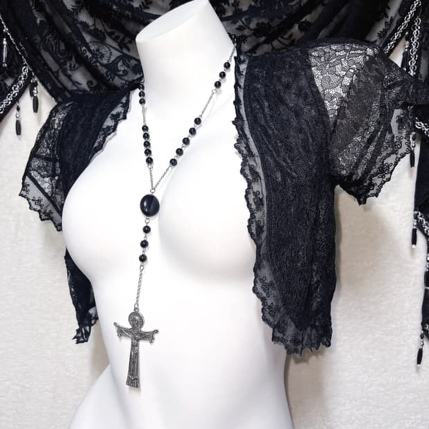 로맨틱고딕 고스로리 펑크 블랙 레이스 볼레로 가디건 다크페어리 갸루 공겜