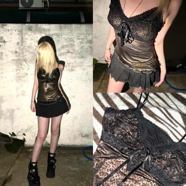 gal leopard lace sleeveless
