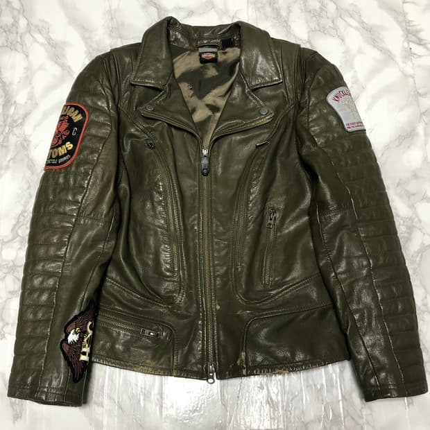 할리 데이비슨 가죽 라이더 자켓 패치 여성용