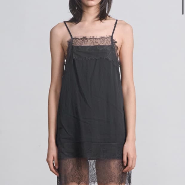 Cerric lace silp dress (차콜)