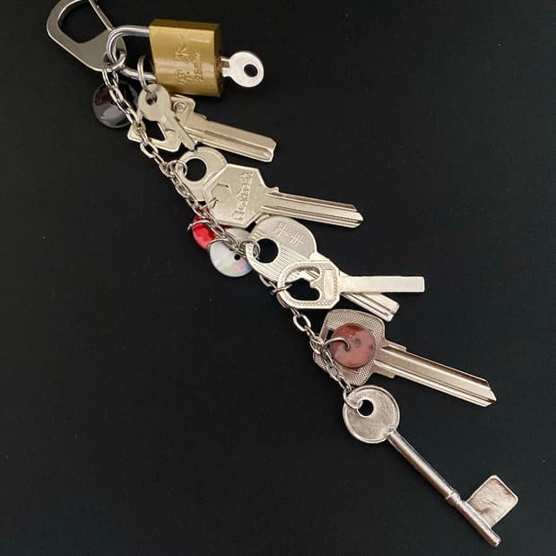 빈티지 키 & 브라스 자물쇠 메탈 키링